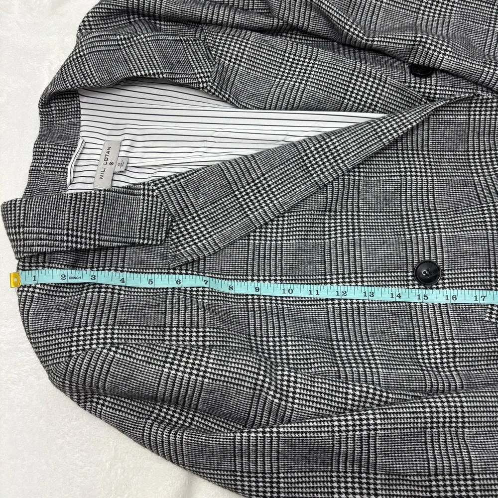 Nili Lotan for Target Long Overcoat Plaid Double Breasted‎ Black White Size XL
